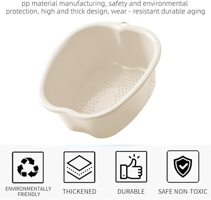 Foot Soaking Tub Sturdy Soaking Feet Bucket Large Size Foot Basin Thickened Massager Tub with Raised Massage Nodes Exfoliation Callus Pedicure Foots Spa Bath Bucket (White)