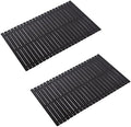 Bath Mat Bathroom Rugs Floor Wood Shower Bathtub Waterproof Non Slip Black Accessories 16x24 Inch Easy to Clean, 2 pcs by Fovlaurs