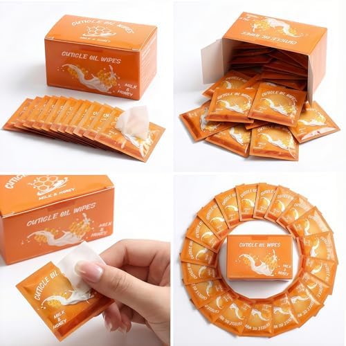 NovaCharm 100 Pcs Mini Cuticle Oil Wipes Milk & Honey, Nail Honey Nail Oil Towelettes, Individually Wrapped Bulk Cuticle Oil for Nails for Manicure Pedicure, Easy to Use - Image 3