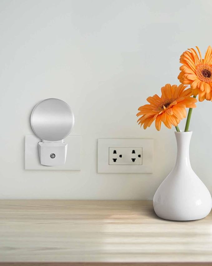 Night Lights Auto Sensor Grey Ombre Night Light Solid Color Round Lamp Plug-in LED Nightlights Dusk to Dawn for Living Room Bedroom Bathroom Hallway Wall Decor