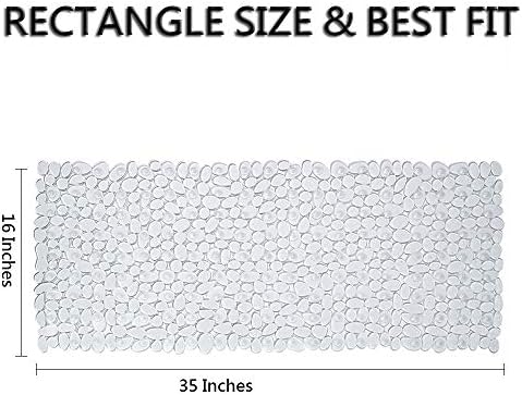 SONGZIMING Bathtub Mat Non Slip 2 Pack, 35 x 16 Inches Pebble Shower Mat with Suction Cups and Drain Holes, Bath Mat for Shower,Bathroom tub (Clear) - Image 2