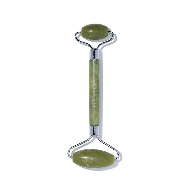 Revlon Jade Stone Face Roller, Dual-Sided Face Massager to Cool and De-Puff, Jade, 1 Count