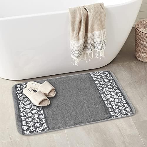 Zahari Home Sinatra Modern Bathroom Rug Classic Luxury Bath Rug Contemporary Decor Silver Bath Mat for Shower Unique Design Stylish Bathroom Rug Bath Shower Tub Decor Bling Silver - Image 2