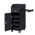 Winado Hair Salon Storage Cart with Wheels & 3 Hair Dryer Holders & 4 Drawers & Lock & 2 Keys, Hairdressing Tools Station Mobile Makeup Case, SPA Utility Trolley (Black)