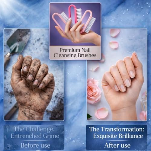 4 Pcs Nail Brush for Cleaning Fingernails, Nail Brush Handle Grip Brush for Nail and Toes,Pedicure Brushes for Men and Women, Fingernail Scrub Cleaning Brushes - Image 3