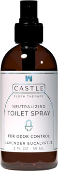 Castle Flush Therapy Neutralizing Toilet Spray | Odor Control: Mist Over the Water Surface, Go, Then Flush | Bathroom Freshening | Neutralizes Odors at the Source | Lavender and Eucalyptus | 2 oz