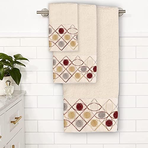 Zahari Home Sedona Modern Bathroom Towel Set - 3 Piece Luxury Towel Set - Beige - Image 2