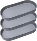 Gray Small Tray (11.8 inch), 3 Pack Oval Tray for Kitchen Counter, Bathtub Bathroom Vanity Items, Countertop Organizer, Coffee Accessory, Bar, Serving Seasoning, Salt and Pepper, Soap.