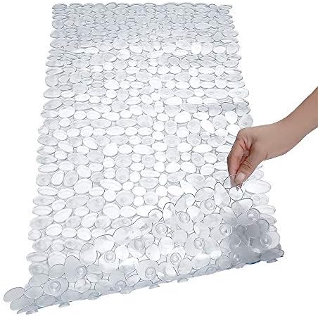 Pebble Shower Mat for Bathtub Non Slip Mat 35"X16" with Suction Cups,Clear by HOME