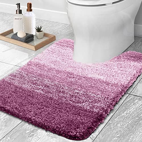 OLANLY Luxury Toilet Rugs U-Shaped 24x24, Soft Absorbent Microfiber Mat by OLANLY