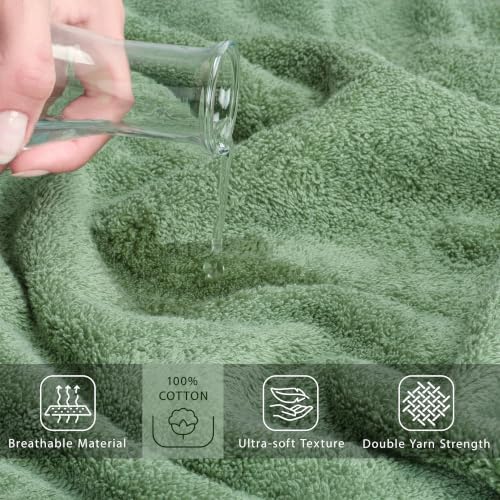 Cotton Paradise 100% Cotton Turkish Towel Set, Soft Absorbent Quick Dry, 2 Piece 35x70 Bath Sheet Set, Sage Green - Image 4