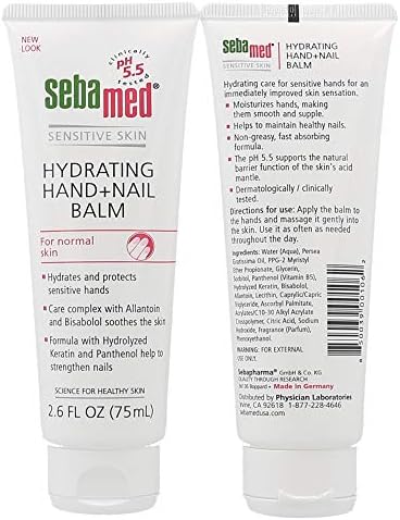 SEBAMED Hand and Nail Balm pH 5.5 for Sensitive Skin Hypoallergenic Non-Greasy Dermatologist Recommended Moisturizer 2.6 Fluid Ounces (75mL) Pack of 2 by SEBAMEDUSA