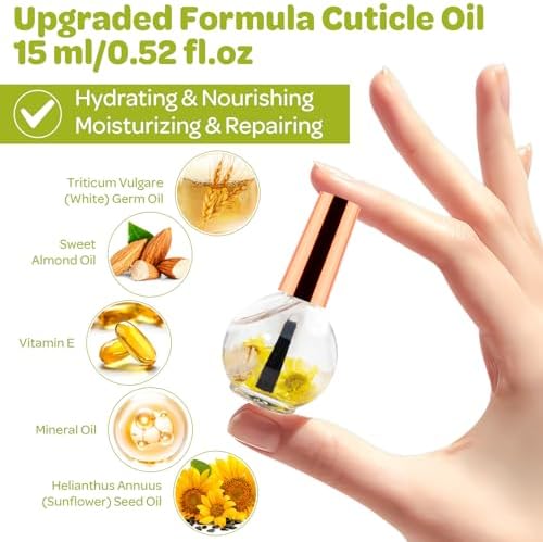 Cuticle Oil, Vanilla Cuticle Nail Oil Infused with Real Flowers 15ml - Image 3