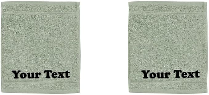 Personalize Your Towels with Custom Embroidery: Names, Monograms, and Initials. Perfect for Bathroom, Spa, Gym, Shower, Kids, Adults, Pool, Travel, Gifts, 2-Piece Wash Cloths Set - Green