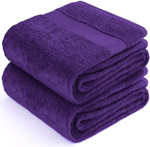 Cotton Paradise 100% Cotton Turkish Towel Set, Soft Absorbent Quick Dry, 2 Piece 35x70 Bath Sheet Set, Violet Purple - Image 6
