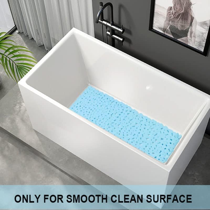 Bathtub Mat Non Slip Pebble Bath Shower Mat 35"X16" with Suction Cups,Blue - Image 7