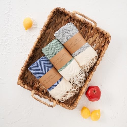 BAY LAUREL Turkish Hand Towel – Pack of 2 | Soft & Absorbent Decorative Towels for Bathroom, Hand, Face, Hair, Gym, Yoga, SPA, Kitchen & Tea | Boho Decor(Army Green, Herringbone 15x26 Inches(Set of 2) - Image 3
