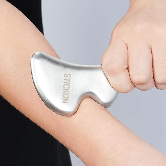 STICKON 2 in 1 Gua Sha Facial Tools Massage Scraper, Stainless Steel Acupuncture Pen Trigger Point Massage Tool Relief Pain for Full Body Acupressure Pen(STICKON-58)