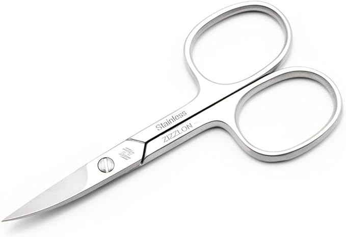 Nail Scissors Curved Micro Serrated Stainless Steel Eyebrow Scissors for Eyelash, Mustache, Beard, Nose Hair – Pedicure, Manicure Scissors for Men and Women