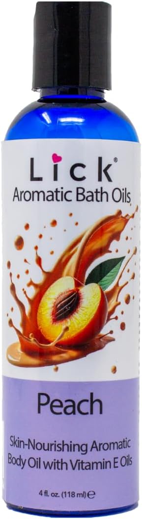 Lick Peach Aromatic Bath Oil - Fruit Aroma - Calming Floral Scents - Aromatherapy Oils for Bath Relaxation, 4 oz