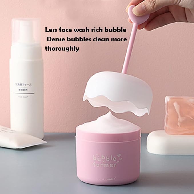 Face Wash Foam Maker, Facial Cleanser Foam Cup Froth Whip Bubble Maker Skin Care Face Wash Foamer, Deep Skincare Cleaner Tools, for Home Travel(COLOR:pink)