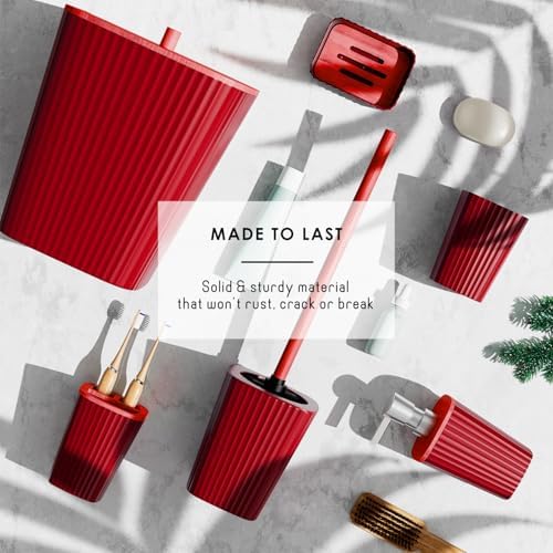 Clara Clark Bathroom Set - Christmas Bathroom Sets, Xmas Bathroom Accessories Set, Christmas Bathroom Decor, 6PC Bathroom Accessory Set with Toilet Brush, Trash Can & Soap Dispenser - Image 6