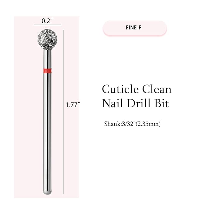 10pcs Safety Ball Cuticle Drill Bits, Carbide Diamond Nail Bits for Dead Skin Removal & Nail Shaping, 3/32'' Two Way Rotate, Professional Manicure Pedicure Salon Tools(5mm Ball Bit, Fine-F)