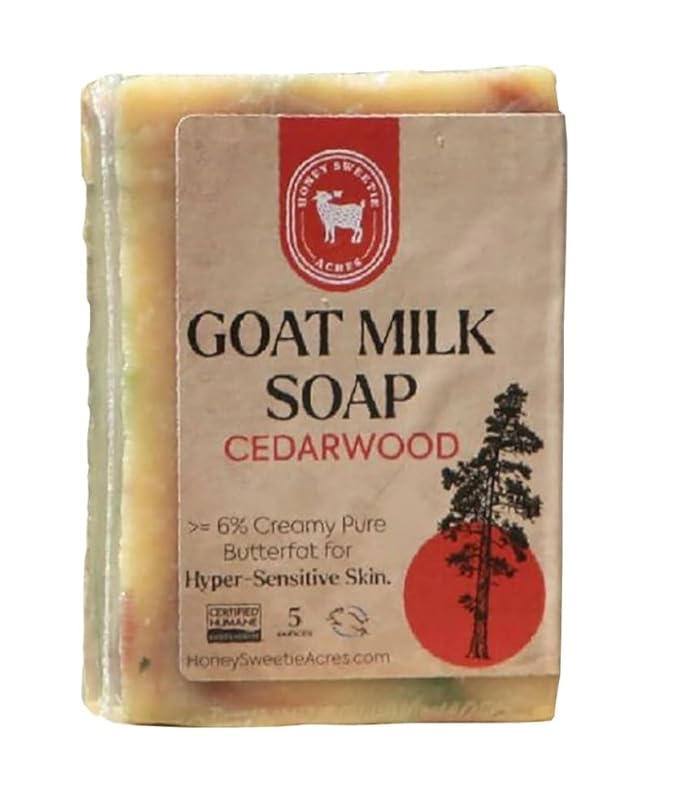 Honey Sweetie Acres Cedarwood Goat Milk Soap - Handmade 5 oz Bar, Made with Natural Ingredients, Moisturizing & Gentle, Made in the USA