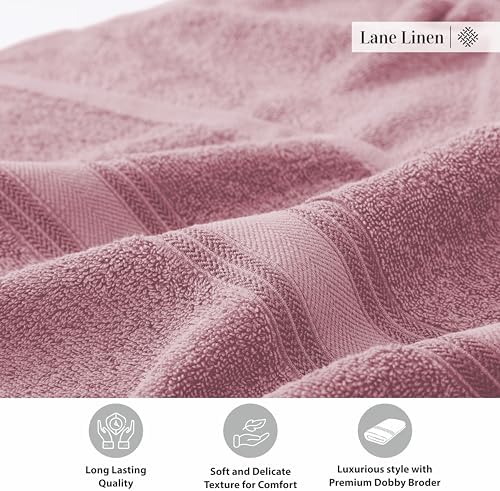 LANE LINEN 100% Cotton Large Bath Towels Set of 4 (30"x60") - Zero Twist, Mercerized Cotton Bathroom Towel 4 Pack - Quick Dry, Soft & Absorbent Large Towels Set - Oeko Tex Certified - Wishful Mauve - Image 7