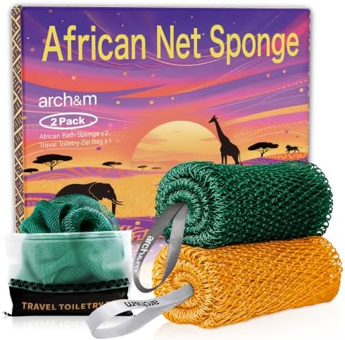 ARCH&M Authentic African Net Sponge with Knots, 2 Pack by ARCHM
