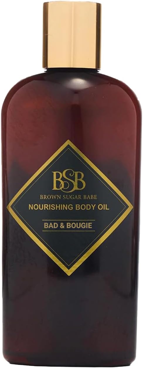 Brown Sugar Babe Bad and Bougie Body Oil, Grape Seed and Sweet Almond Fragrance Oils, Nourishing Scented Oil for Women, Perfume Body-Oil, Skin Care, Paraben Free, Made in USA
