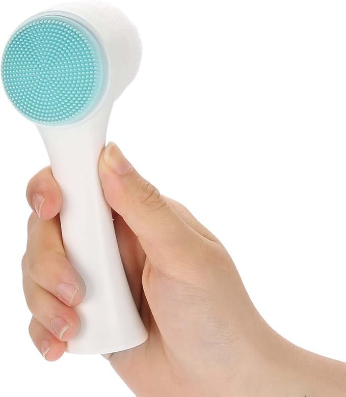 Cleansing Brush, Double Sided Clean & Exfoliating & Massage Soft, Silicon Face Pore Cleanse, Blackhead, Dry or Wet Multi-Purpose(Blue)