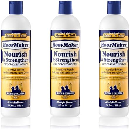 Mane 'n Tail Hoofmaker Hand & Nail Therapy (14.5 Oz Each, 3 Pack) – Fragrance-Free, Biotin & Collagen-Enriched Moisturizing Cream for Strengthening Dry, Cracked Hooves by ManenTail