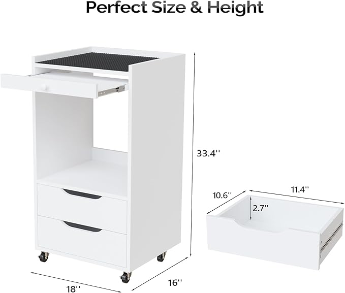 Medical Carts with Wheels, Crash Cart Ultrasound Trolley with Non-Slip Pads, Utility Esthetician Rolling Cart Mobile Storage Organizer for Hospital Clinic Dental Beauty Spa Office Salon Lab, White