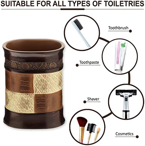 Zahari Home 4pc Zambia Stylish Bathroom Accessories Set Soap Pump, Tumbler, Tooth Brush Holder and Soap Dish Modern Classic Luxury Contemporary Decor Unique Design Animal Western Bath Set - Image 5