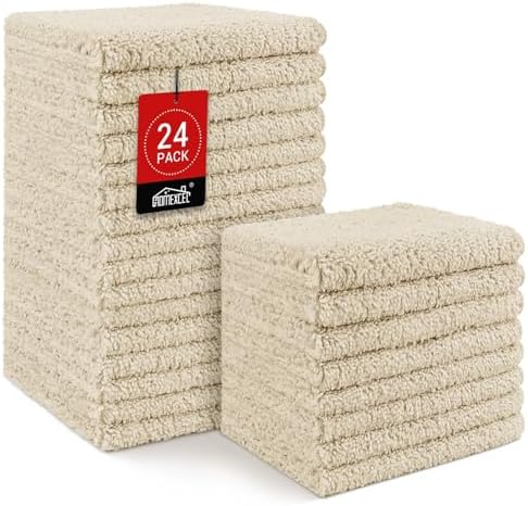 HOMEXCEL Washcloths 24PK, Ultra Soft&Highly Absorbent Face Towels, 12X12 in by HOMEXCEL