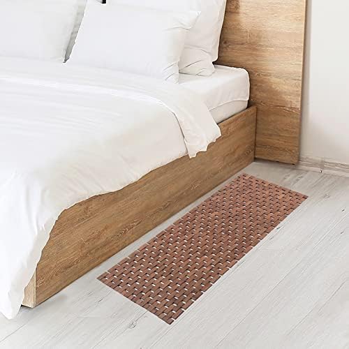 Bath Mat Bathroom Runner Long Large Rugs Floor Wood Shower Bathtub Waterproof Non Slip Accessories 16x48 Inch Easy to Clean, Walnut, 1 pc - Image 5