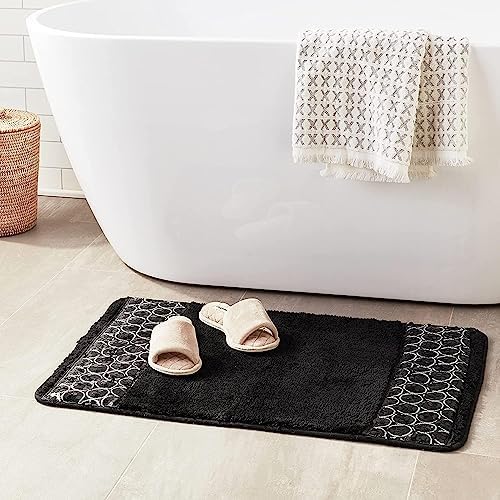 Zahari Home Sinatra Black Bathroom Rug Classic Luxury Bath Rug Contemporary Decor Black Bath Mat for Shower Unique Design Stylish Bathroom Rug Bath Shower Tub Decor Bling by ZahariHome