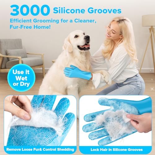 6PCS Grooming & Bath Supplies for Dogs, Cats | Dog Washing Gloves | Dog Bath Brush | Dog Shower Brush | Pet Grooming Gloves | Dog Grooming kit | Pet Supplies for Showerhead & Sprayer (Light Blue) - Image 3