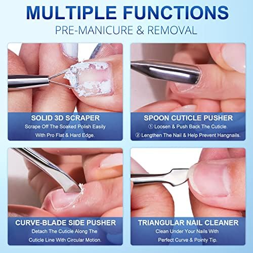 2PCS Metal Silver Cuticle Pusher Tool and Scraper Nail Pusher - Image 2