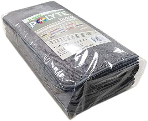 POLYTE Professional Quick Dry Lint Free Microfiber Hair Drying Salon Towel, 16 x 29 in, 8 Pack (Dark Gray)