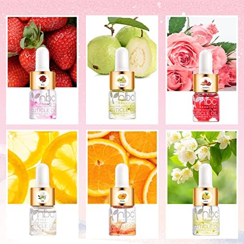 Cuticle Oil Set - 6pcs with Flowers, Vitamin E for Nail Repair & Strengthening - Image 2