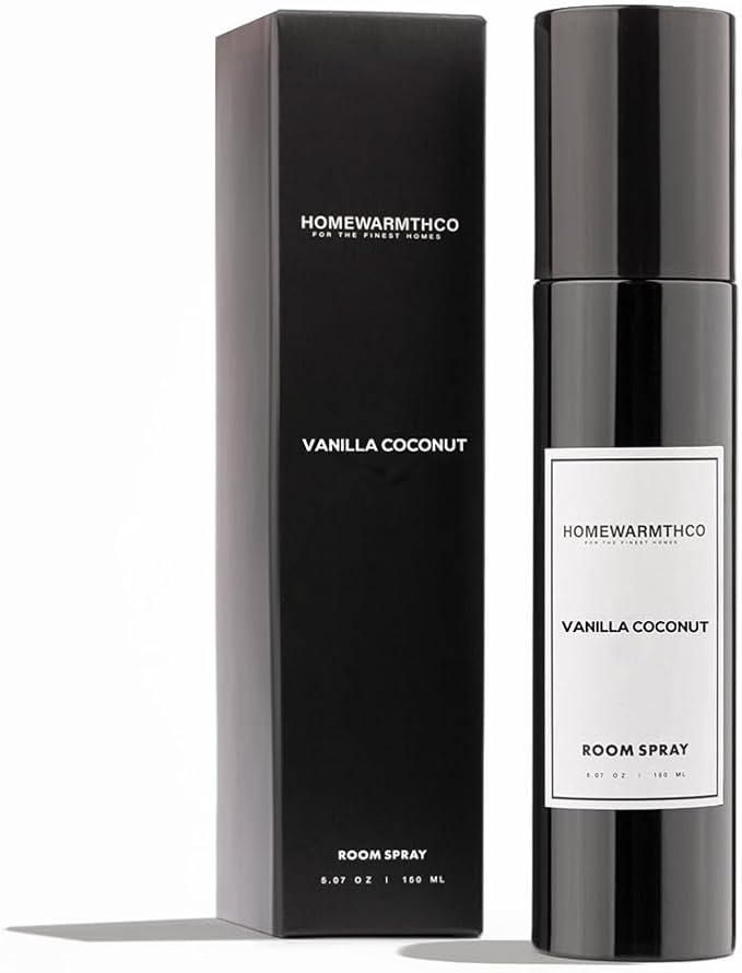 Vanilla Coconut Room Spray – 5.07 oz Scented Air Freshener Spray for Home, Office, Kitchen & Bathroom Odor Eliminator – Long-Lasting Linen Spray for Bedding, Pillows & Fabrics – Essential Oil Spray