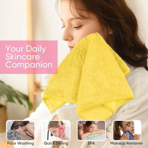 HOMEXCEL Washcloths 12PK, Ultra Soft&Highly Absorbent Face Towels, 12X12 in - Image 4