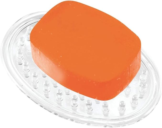 iDesign Plastic Soap Saver, Holder Tray for Bathroom Counter, Shower, Kitchen, 0.75 in. x 3.25 in. x 4.75 in., Clear