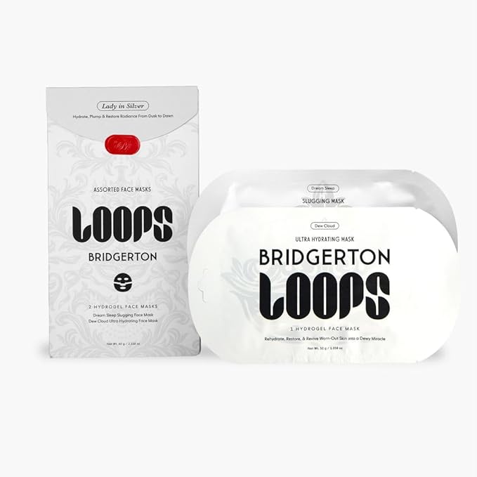 LOOPS Beauty Bridgerton™ NETFLIX Lady in Silver Set - The Best Korean Hydrogel Face Masks for Every Skin Moment Face Mask - 2 Hydrating Masks - Dew Cloud and Dream Sleep - All Skin Types, 2pc