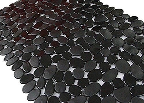 Pebble Bathtub Mat Non Slip 35" X 16" with Suction Cups,Black by HOME