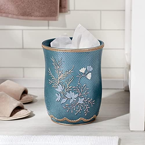 Zahari Home 2pc Capri Bathroom Decor Set Waste Basket for Bathroom & Tissue Cover Modern Classic Decor Stylish Unique Design Beautiful Royal Blue Bathroom Accessories Set - Image 2