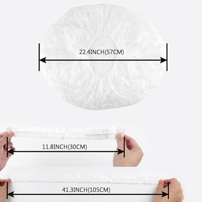 Super Big XXLarge Shower Cap 10 pcs Disposable Plastic Bath Cap Waterproof Dustproof Spa Shower Cap Bathing Hair Caps for Women, Travel, Home Use, Hair Salon