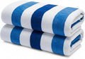 Premium Velour Cabana Beach Towel 2 Pack, 30” x 60” Soft Plush Cotton Pool Towel, Absorbent Quick Dry Towel for Beach and Pool (Riviera Stripe)